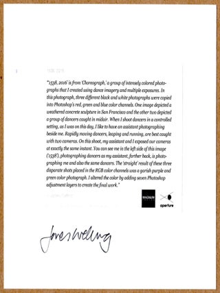 SIGNED - JAMES WELLING - 1538, 2016 CHOREOGRAPH LIMITED 6" x 6" APERTURE PRINT