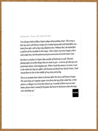 SIGNED - JONAS BENDIKSEN ALTERNATE COVER IMAGE FROM SATELLITES 6 x 6 MAGNUM ARCHIVAL PRINT