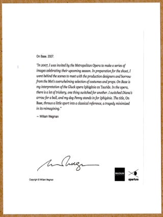 SIGNED WILLIAM WEGMAN - ON BASE IPHIGENIE TAURIDE 6" x 6" MAGNUM ARCHIVAL PRINT