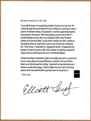 SIGNED - ELLIOTT LANDY - BOB DYLAN, WOODSTOCK, NEW YORK 1969 LTD 6" x 6" MAGNUM ARCHIVAL PRINT