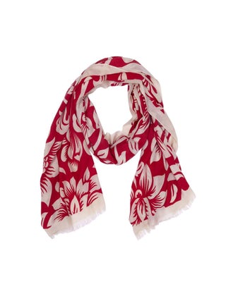 Item #3766 Floral Takeover (Red) Scarf [SIGNED LIMITED EDITION 1/250 100% MERLINO WOLL SCARF -...