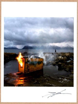 Item #4270 SIGNED - JONAS BENDIKSEN BURNING HUT, VESTERALEN, NORWAY, 2012 6"x 6" MAGNUM PRINT....
