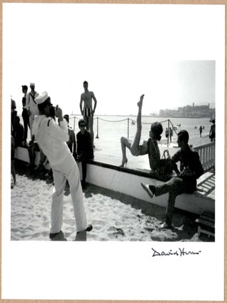 Item #4294 SIGNED - DAVID HURN - SAILOR PHOTOGRAPHING A BEACH DANCER 6" x 6" MAGNUM PRINT. David...