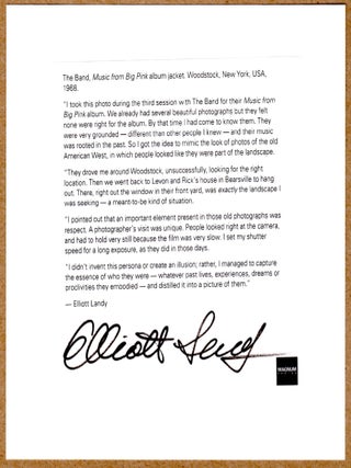 SIGNED - ELLIOTT LANDY - THE BAND - BIG PINK - WOODSTOCK, NEW YORK 1968 6" x 6" MAGNUM PRINT