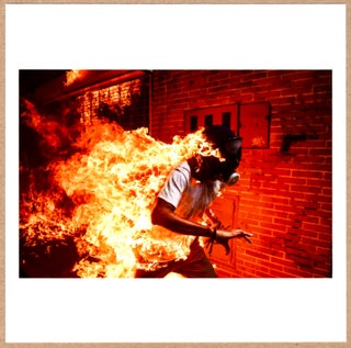 Item #5033 SIGNED - RONALDO SCHEMIDT - PROTESTER ON FIRE, CARACAS, VENEZUELA, 2017 - LTD 6" x 6"...