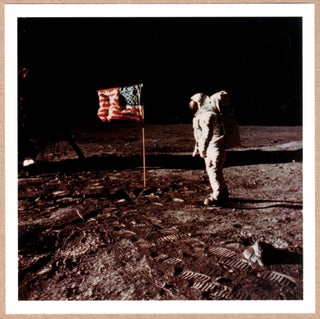 Item #5037 STAMPED - NIEL ARMSTRONG - EDWIN "BUZZ" ALDRIN ON THE MOON, 1969 - 6"x 6" MAGNUM...